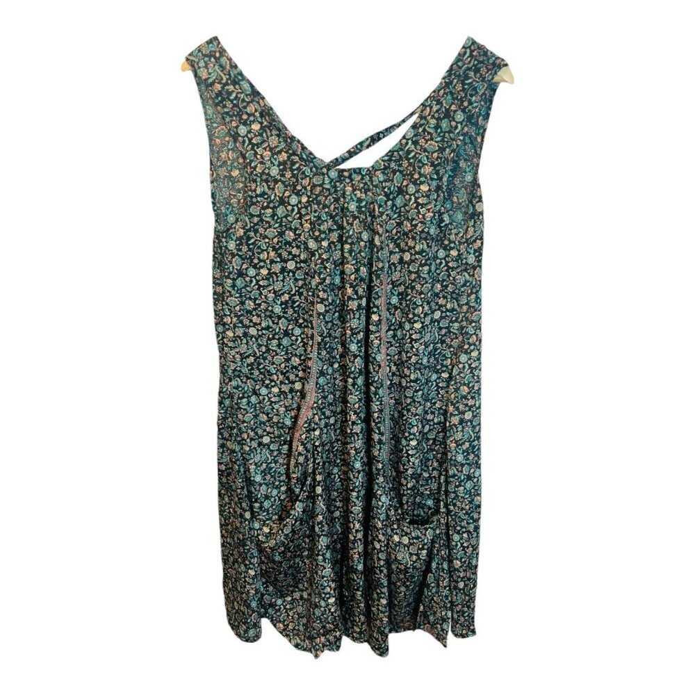 Karma Highway Sleeveless Boho Mini Dress OS Floral Beach Boho Hippie Pockets Tie